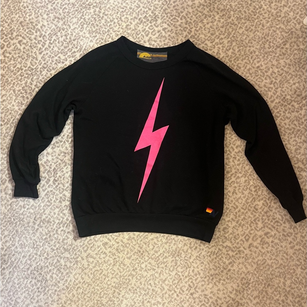 Aviator Nation- Bolt Sweatshirt BLACK//NEON PINK (size s)